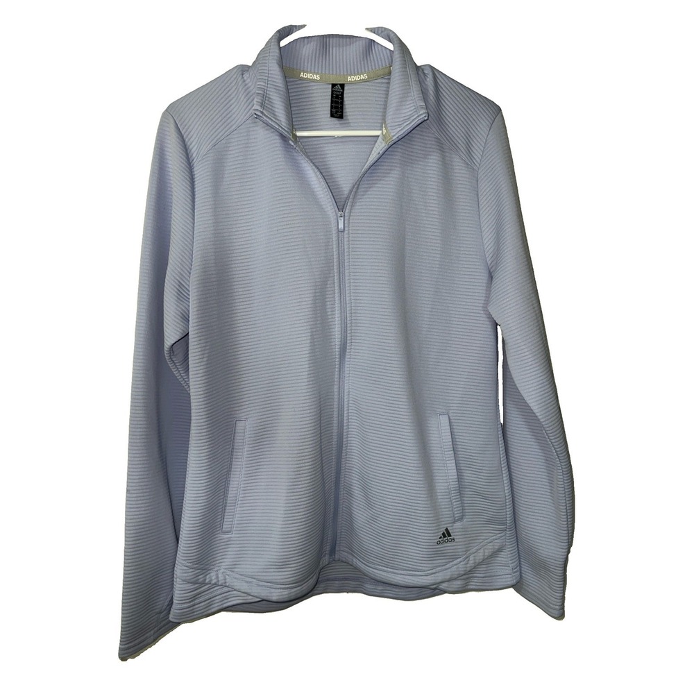Adidas Lavender Womens Zip Up Ribbed Texture Jacket Pockets Size Large